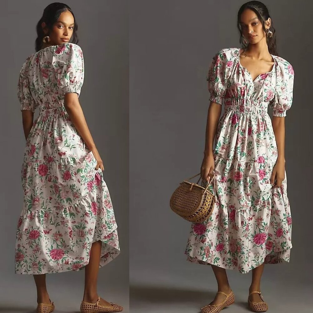 ANTHROPOLOGIE The Somerset Maxi Dress: Puff-Sleeve Edition size S new nwt